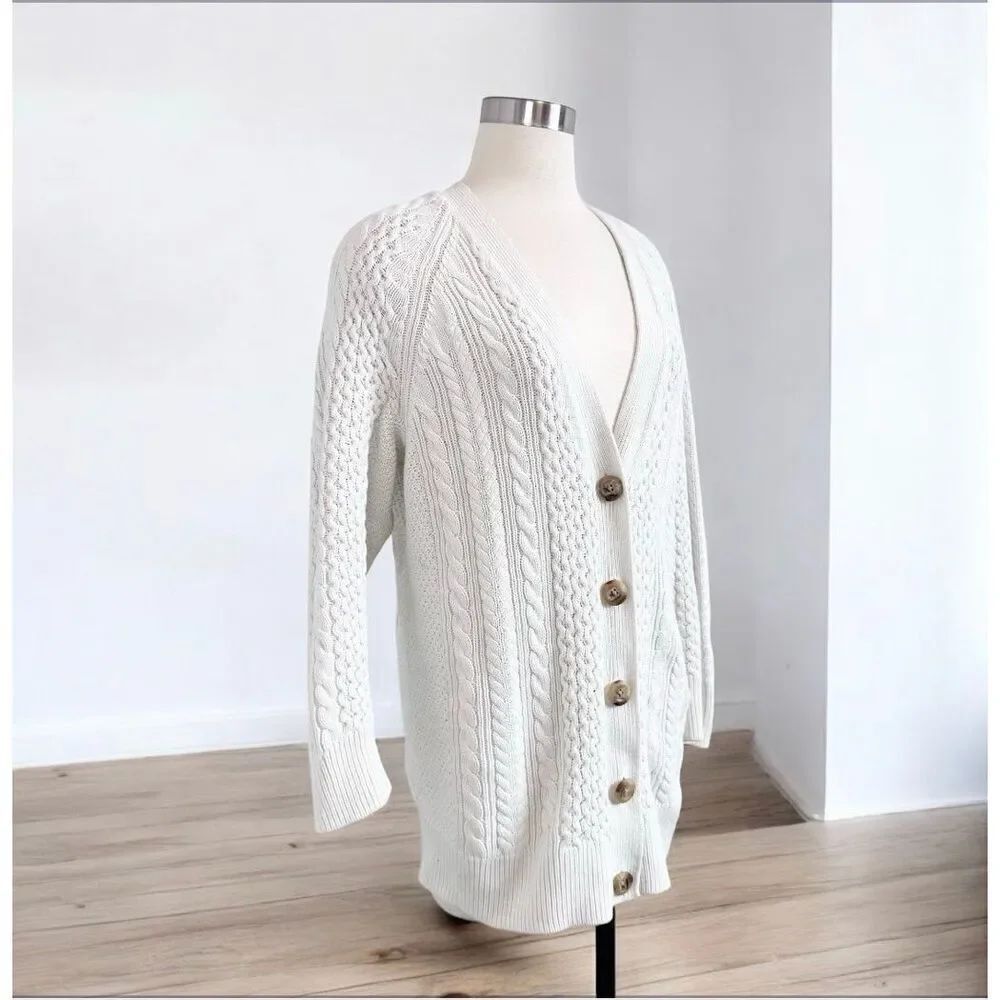 Aerie Cable Knit Ribbed Cardigan Oversized Grandpa 90s Small